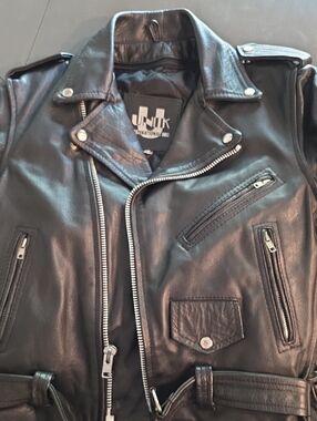 Unik Black Leather Moto Bomber Jacket